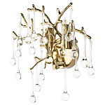 Бра в форме ветвей деревьев золотого цвета с прозрачными подвесками-каплями Droplet Bra варинант исполнения - 1 | Loft Concept в Липецке