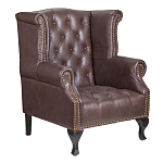 Кресло из натуральной кожи на 4-х деревянных ножках из массива бука Thomas Armchair brown варинант исполнения - 1 | Loft Concept в Липецке