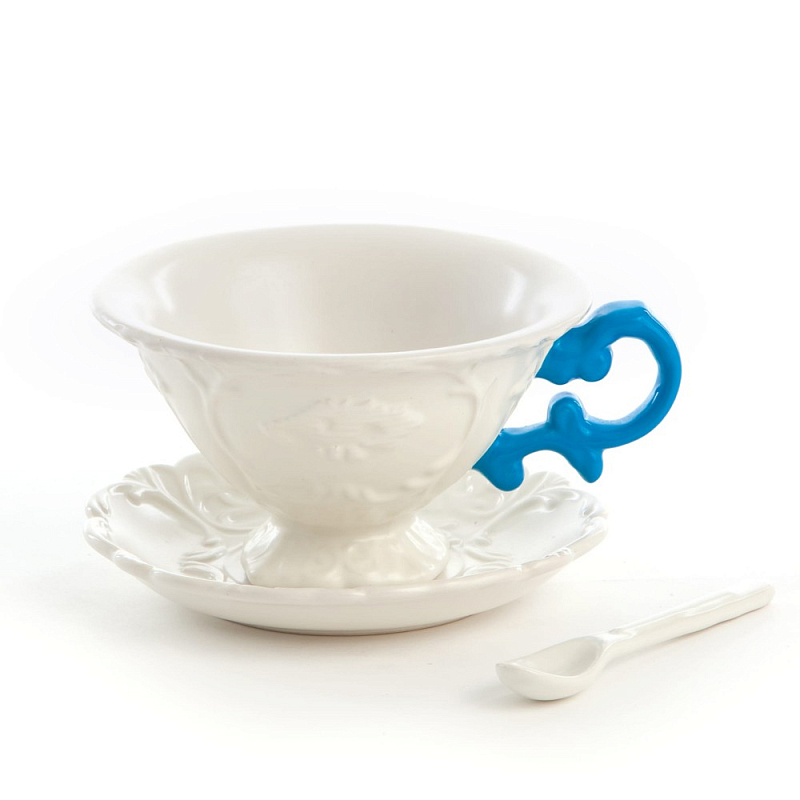 Чайная пара Seletti I-Tea Blue Белый Голубой Чайная пара Seletti I-Tea Blue Белый Голубой в Липецке | Loft Concept