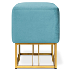 Пуф квадратный голубой велюр на золотом металлическом основании Celeste Blue варинант исполнения - 2 | Loft Concept в Липецке