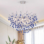 Люстра с синими стеклянными подвесками в форме капель FAIRYTREE Light варинант исполнения - 2 | Loft Concept в Липецке