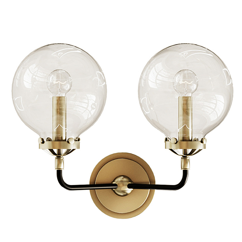 Бра Бистро Globe Clear Glass Double Sconce Brass  в Липецке | Loft Concept 