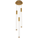 Подвесной светильник с 3-мя плафонами Cateline Brass Trio Tube Hanging Lamp варинант исполнения - 2 | Loft Concept в Липецке