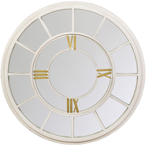 Зеркало настенное в белой металлической раме в виде часов Mirror Tower Clock