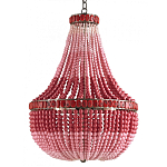 Люстра каплевидной формы украшенная круглыми бусинами Wooden Beads Chandelier Red Pink варинант исполнения - 1 | Loft Concept в Липецке