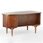 Дизайнерский письменный стол округлой формы с 4-мя ящиками и дверкой с полочками Rili варинант исполнения - 1 | Loft Concept в Липецке