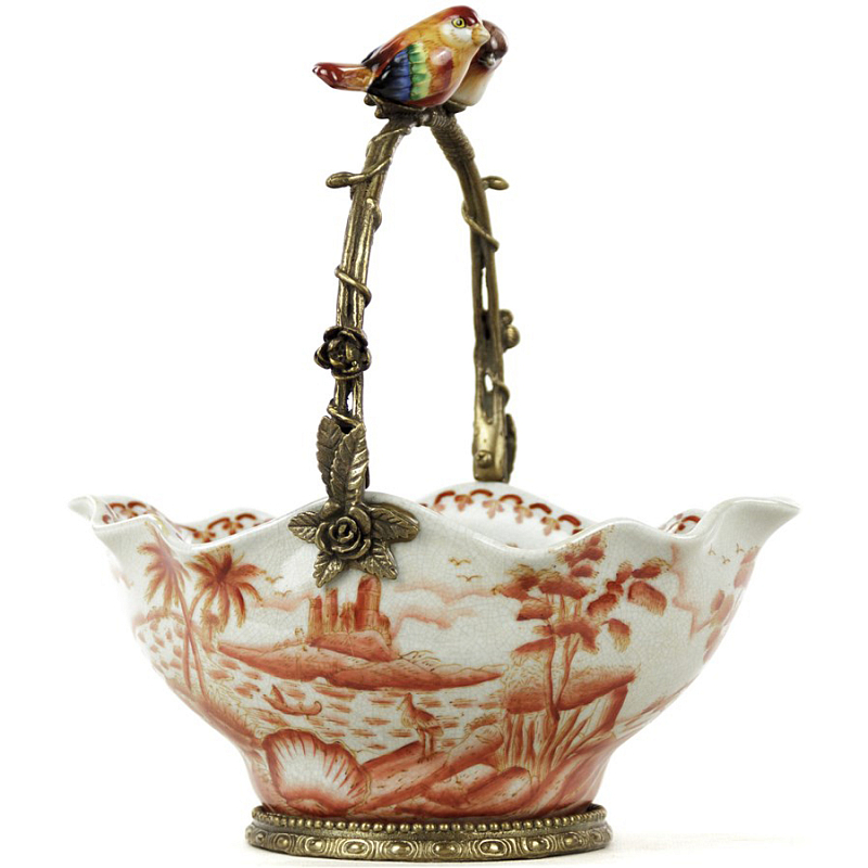 Чаша Basket With Birds Белый Бронза Красный Чаша Basket With Birds Белый Бронза Красный в Липецке | Loft Concept