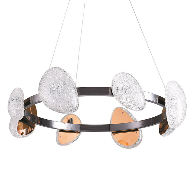 Люстра подвесная круглая с овальными плафонами Iona chandelier Черный Прозрачный в Липецке | Loft Concept 