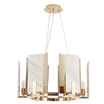 Люстра подвесная круглая с мраморными прямоугольными вставками и золотым основанием Диаметр 55 см Marble square Chandelier варинант исполнения - 2 | Loft Concept в Липецке