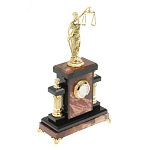 Часы настольные бронзовые из натурального камня Яшма с декором в виде Фемиды Themis Stone Clock варинант исполнения - 2 | Loft Concept в Липецке