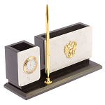 Настольный письменный набор из мрамора с часами и ручкой Marble Accessory варинант исполнения - 2 | Loft Concept в Липецке