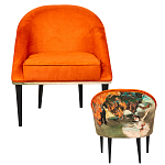 Кресло из натурального бука оранжевое с цветным принтом Impressionism in Art варинант исполнения - 2 | Loft Concept в Липецке