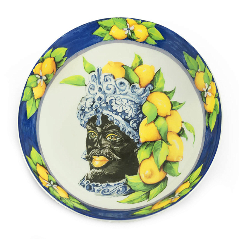 Тарелка Abhika SOUP PLATE MORO HEAD D 22,5 Blue Темно-синий Желтый Тарелка Abhika SOUP PLATE MORO HEAD D 22,5 Blue Темно-синий Желтый в Липецке | Loft Concept