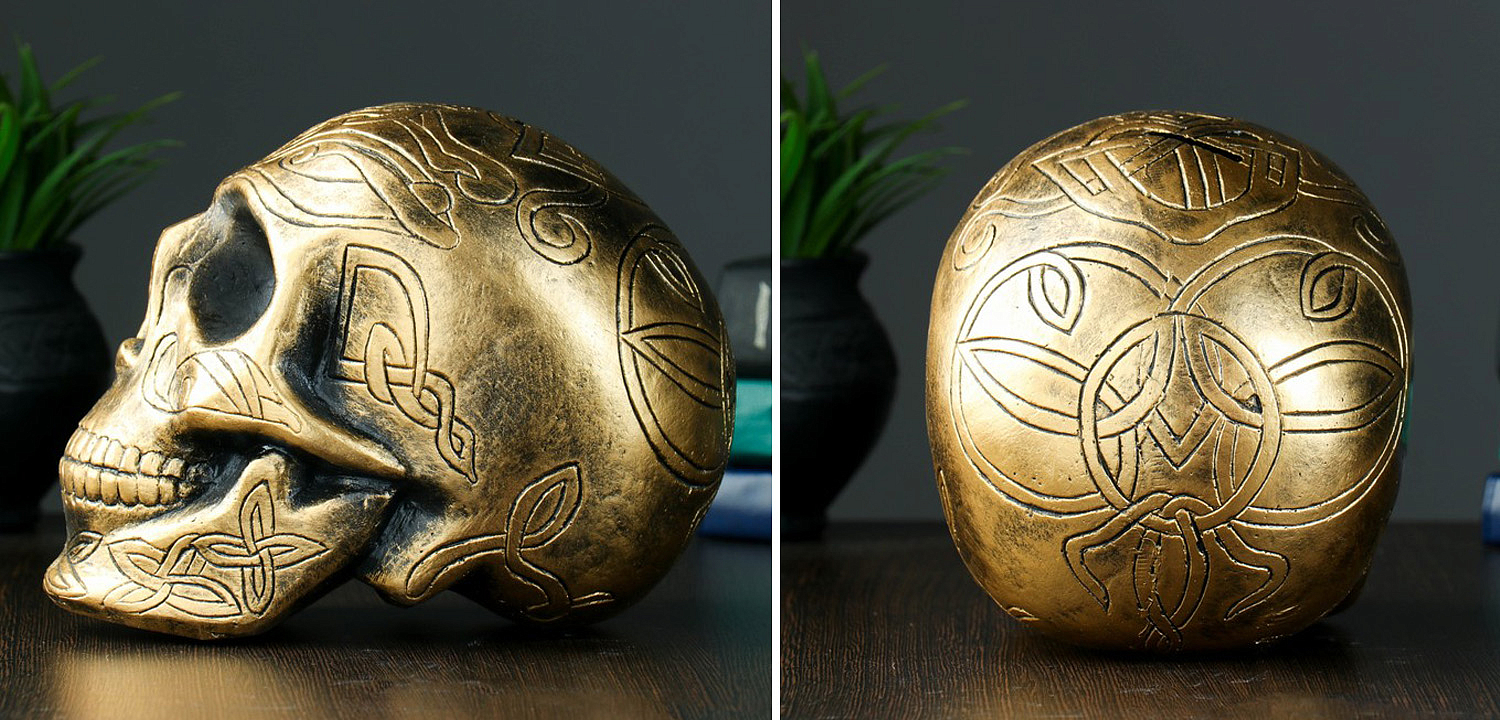 Статуэтка Golden Skull with Pattern Статуэтка Golden Skull with Pattern - Loft-Concept в Липецке