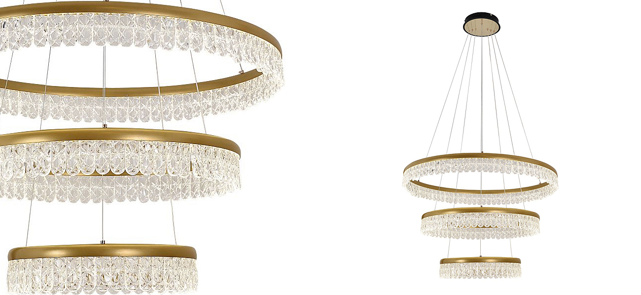Светодиодная люстра из 3-х колец Pettico Gold Светодиодная люстра из 3-х колец Pettico Gold - Loft-Concept в Липецке
