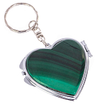 Зеркало брелок складное двухстороннее в форме сердца из натурального камня Малахит Stone Mirrors варинант исполнения - 1 | Loft Concept в Липецке