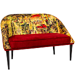 Диван двухместный из натурального бука красный с цветным принтом Impressionism in Art варинант исполнения - 3 | Loft Concept в Липецке