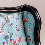 Трехместный диван из натурального бука бирюзовый с изображением птиц и цветов Turquoise Chinoiserie Garden Sofa варинант исполнения - 6 | Loft Concept в Липецке