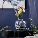 Ваза округлой формы с бело-синим цветочным орнаментом Blue & White Ornament  варинант исполнения - 2 | Loft Concept в Липецке