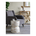 Приставной столик с мозаичным рисунком из раковин устриц Bone Inlay варинант исполнения - 8 | Loft Concept в Липецке