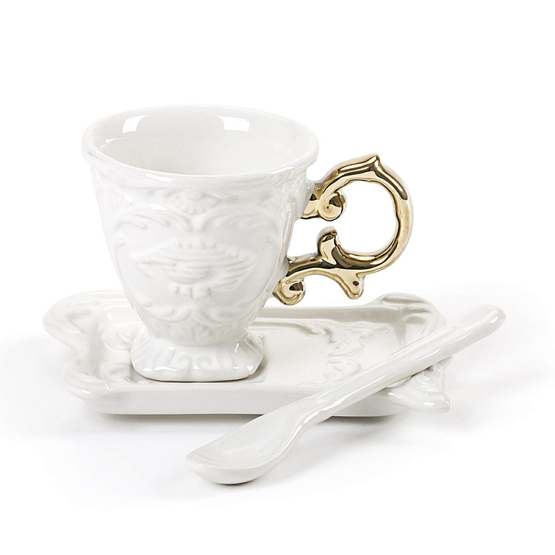 Кофейная пара Seletti I-Coffee Gold Белый Золотой Кофейная пара Seletti I-Coffee Gold Белый Золотой в Липецке | Loft Concept