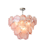 Люстра с каскадом из круглых розовых стеклянных дисков Pink Light Waterfall варинант исполнения - 3 | Loft Concept в Липецке