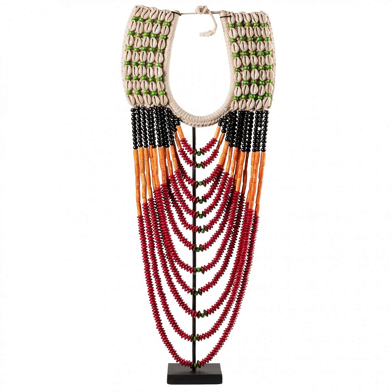 Африканское Ожерелье на подставке NECKLACE BLACK ORANGE RED ON STAND Черный Красный Африканское Ожерелье на подставке NECKLACE BLACK ORANGE RED ON STAND Черный Красный в Липецке | Loft Concept