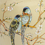 Настольная лампа бежевая с изображением птиц Slip Away варинант исполнения - 6 | Loft Concept в Липецке