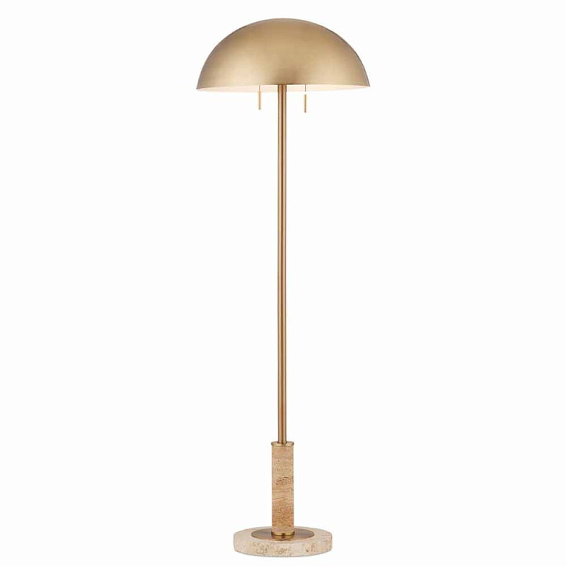 Торшер с куполообразным абажуром на каменном основании Riverside Floor Lamp Латунь Торшер с куполообразным абажуром на каменном основании Riverside Floor Lamp Латунь в Липецке | Loft Concept