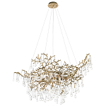 Подвесная люстра в виде ветвей деревьев золотого цвета с прозрачными подвесками-каплями 10 и 14 ламп Droplet Chandelier варинант исполнения - 3 | Loft Concept в Липецке