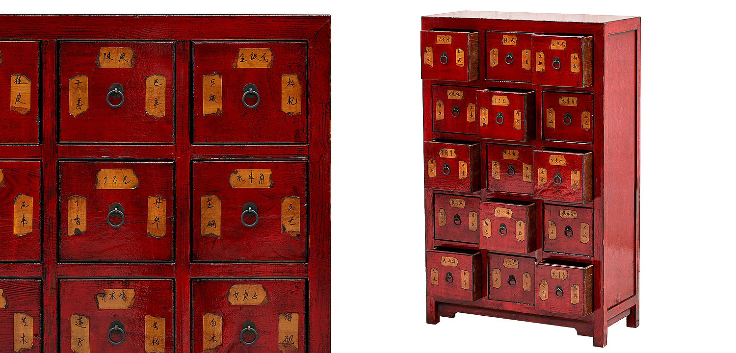 Комод в китайском стиле с маленькими выдвижными ящиками Red Chest of Drawers Red Комод в китайском стиле с маленькими выдвижными ящиками Red Chest of Drawers Red - Loft-Concept в Липецке