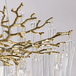 Люстра золотого цвета с декоративными ветками и длинными прозрачными стеклянными подвесами в форме сосулек Droplet Chandelier варинант исполнения - 7 | Loft Concept в Липецке