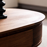 Кофейный стол овальный из дерева с 2-мя ящиками Coffee Walnut Table варинант исполнения - 9 | Loft Concept в Липецке