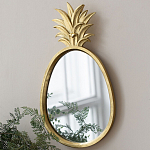 Зеркало овальной формы с золотистой рамкой и декоративной верхушкой в виде ананаса Pineapple Shine  варинант исполнения - 4 | Loft Concept в Липецке