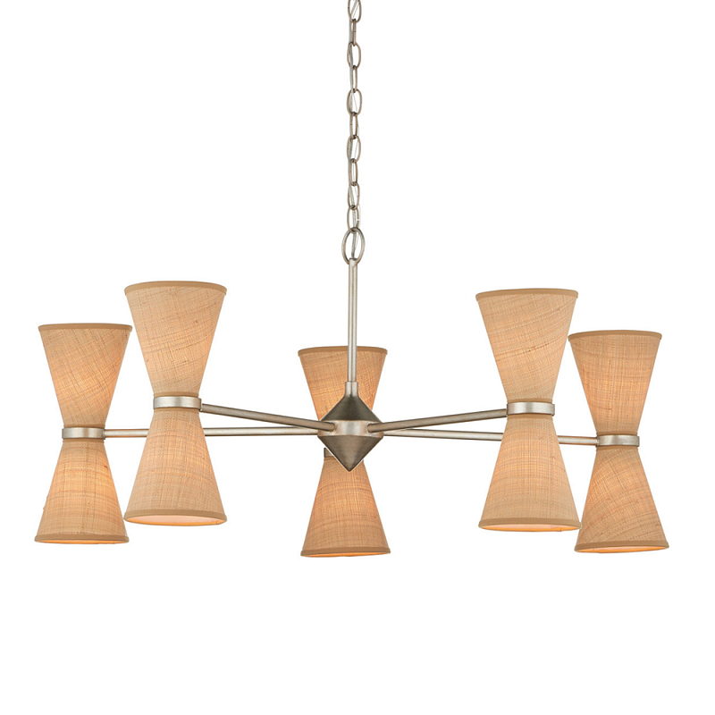 Люстра серебряного цвета с тканевыми абажурами Loft Rope Light Серебряный Бежевый Люстра серебряного цвета с тканевыми абажурами Loft Rope Light Серебряный Бежевый в Липецке | Loft Concept