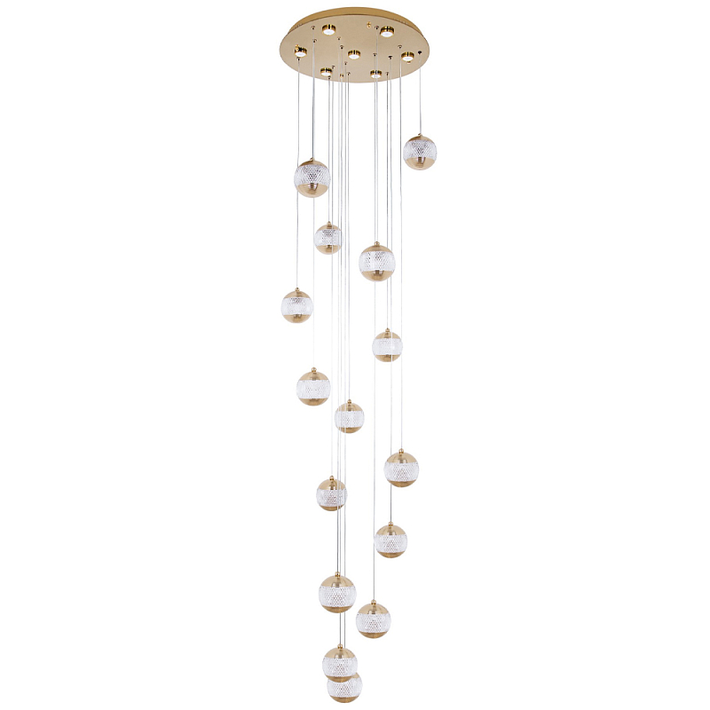 Каскадная люстра с сферическими плафонами из акрила Veva Lamps Chandelier Золотой Прозрачный Каскадная люстра с сферическими плафонами из акрила Veva Lamps Chandelier Золотой Прозрачный в Липецке | Loft Concept