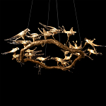 Люстра подвесная с прозрачными стеклянными птичками на ветвях Диаметр 100 см Serip Voa варинант исполнения - 9 | Loft Concept в Липецке