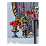 Ваза из фарфора черная с цветочной росписью и бронзовой стрекозой Spring Garden варинант исполнения - 4 | Loft Concept в Липецке