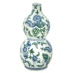 Ваза фигурная с сине-зелеными узорами распустившихся цветов Blossoming Spring варинант исполнения - 1 | Loft Concept в Липецке