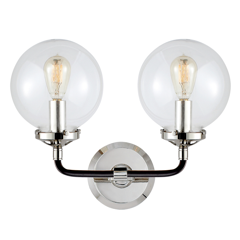 Бра Бистро Globe Clear Glass Double Sconce Nickel  в Липецке | Loft Concept 