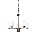 Люстра бронзового цвета с 5-ю матовыми стеклянными плафонами Generation Lighting варинант исполнения - 1 | Loft Concept в Липецке