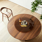 Стол обеденный круглый с двойной столешницей Walnut Wood Table варинант исполнения - 5 | Loft Concept в Липецке