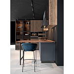 Комбинированный кухонный гарнитур сине-серого цвета с фасадом под дерево Benjamin Kitchen Set варинант исполнения - 5 | Loft Concept в Липецке