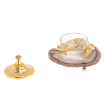 Икорница с декором "Осетр" с гравировкой на подставке из натурального камня Агат Decorative Cavair Dishes варинант исполнения - 3 | Loft Concept в Липецке