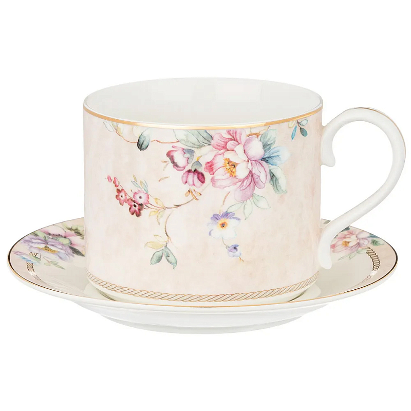 Чайная пара из фарфора с цветочным принтом 300мл Flower Porcelain Collection Розовый Мульти Чайная пара из фарфора с цветочным принтом 300мл Flower Porcelain Collection Розовый Мульти в Липецке | Loft Concept