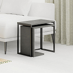 Комплект из 2-х приставных столов серого цвета из дерева ZIGOSH RETRO GREY варинант исполнения - 2 | Loft Concept в Липецке