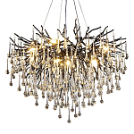 Люстра черная с прозрачными стеклянными подвесками в форме капель FAIRYTREE Light варинант исполнения - 3 | Loft Concept в Липецке