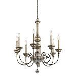 Люстра серебряного цвета с состаренным эффектом и декоративным подвесным шаром Kichler варинант исполнения - 1 | Loft Concept в Липецке