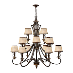 Люстра бронзового цвета с бежевыми абажурами из органзы в классическом стиле Hinkley варинант исполнения - 2 | Loft Concept в Липецке