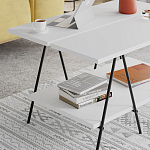 Стол журнальный с белой прямоугольной столешницей и полкой ESSEL WHITE варинант исполнения - 3 | Loft Concept в Липецке